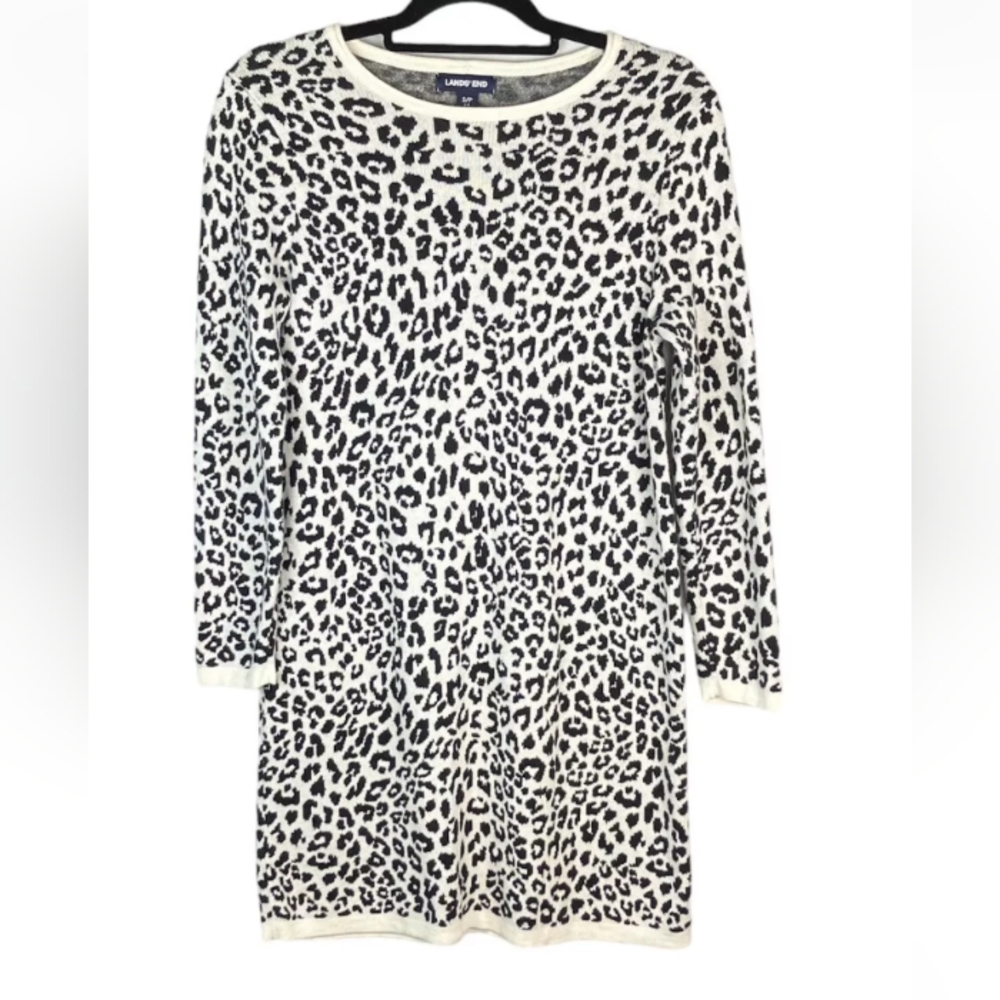 Lands End sweater Animal Print  Dress